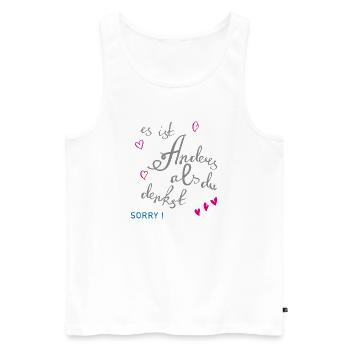 Sorry Entschuldigung  - Männer Premium Bio Tank Top - Weiß - Vorne - Michal (187cm)
