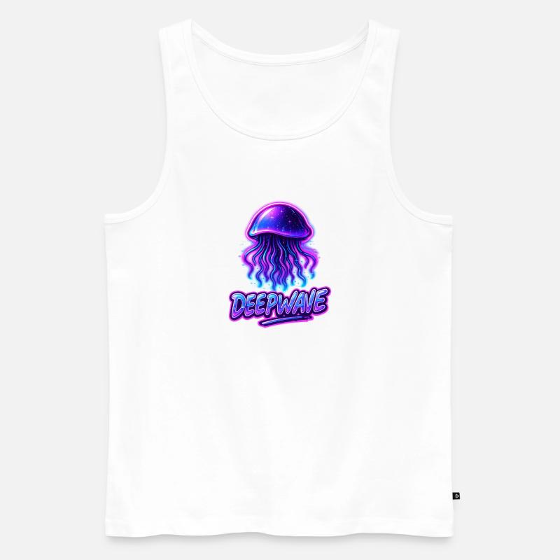 Neon Qualle Deepwave Design - Männer Premium Bio Tank Top - Weiß