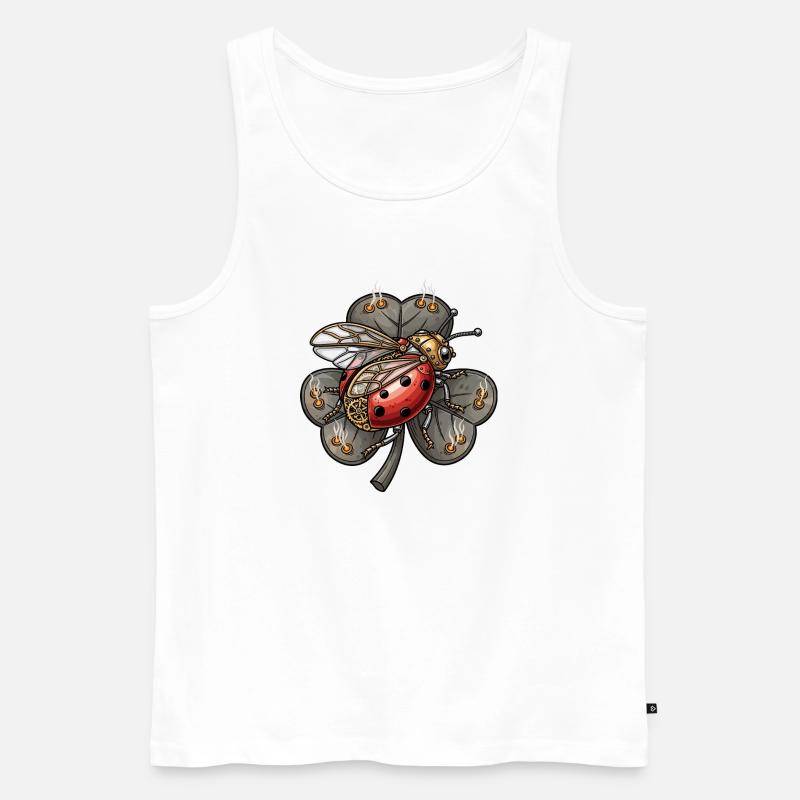 Steampunk Marienkäfer auf Kleeblatt - Männer Premium Bio Tank Top - Weiß