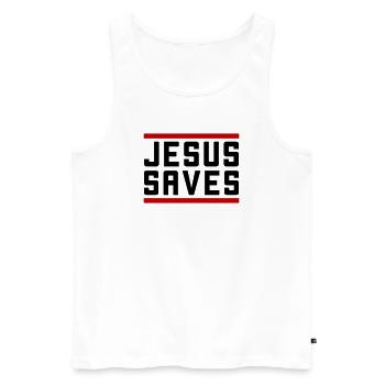 Jesus Rettet Christlich - Männer Premium Bio Tank Top - Weiß - Vorne - Michal (187cm)