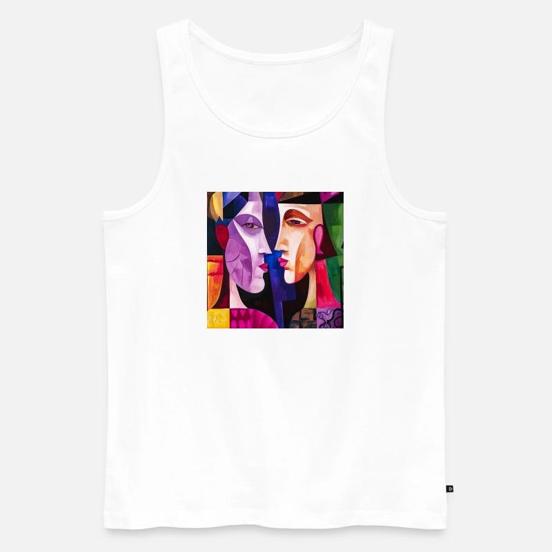 Bunte Paar Abstrakte Porträts - Männer Premium Bio Tank Top - Weiß