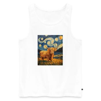 Vache des Highlands - Débardeur bio Premium Homme - blanc - Devant - AI Model Male 178 light (178cm)