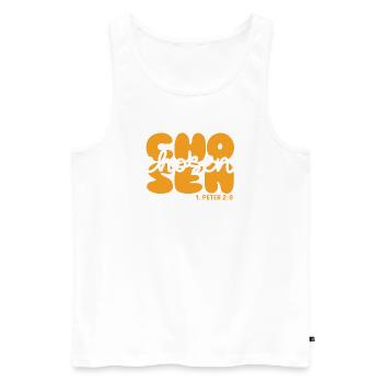 Bibelvers Chosen 1. Peter Jesus Glaube Christlich - Männer Premium Bio Tank Top - Weiß - Vorne - Michal (187cm)