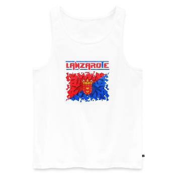 Lanzarote Island Inscription with Coat of Arms - Men's Premium Organic Tank Top - white - Front - AI Model Male 178 light (178cm)