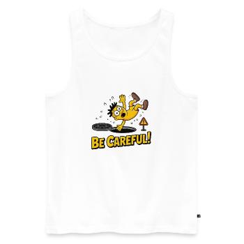 Animierte Warnfigur Vorsichtiges Design - Männer Premium Bio Tank Top - Weiß - Vorne - AI Model Male 178 light (178cm)
