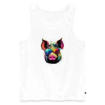 Cochon domestique Truie Cochons Love Piggy - Débardeur bio Premium Homme - blanc - Devant - AI Model Male 178 light (178cm)