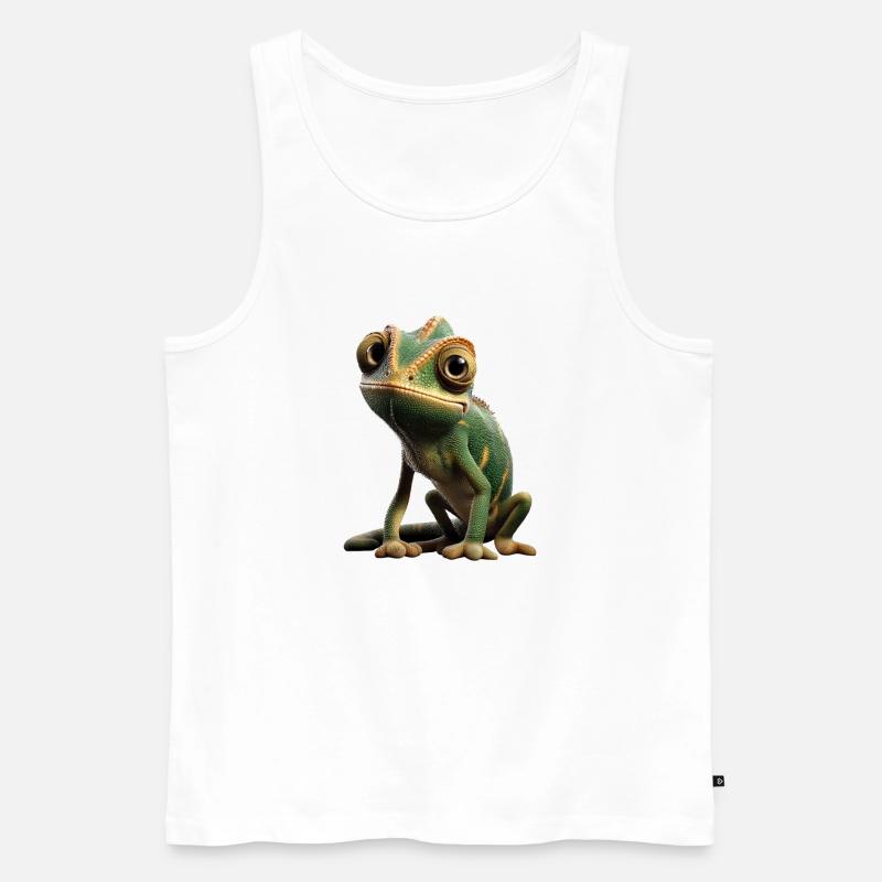 Chamäleon Echse Reptil Chameleon Leguan Eidechse - Männer Premium Bio Tank Top - Weiß