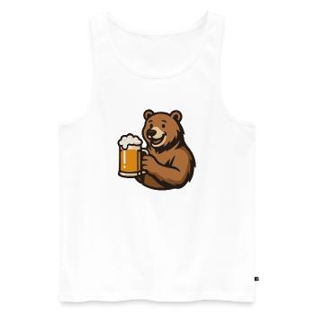 Bear with beer glass illustration - Men's Premium Organic Tank Top - white - Front - Michal (187cm)