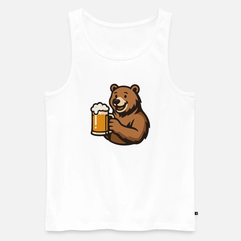 Bär mit Bierglas Illustration - Männer Premium Bio Tank Top - Weiß