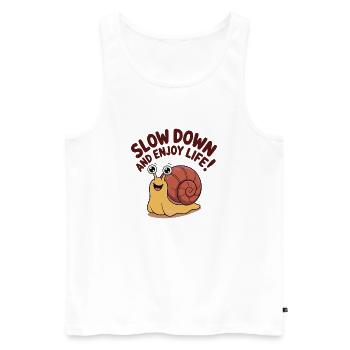 Whimsical Snail with Inspirational Message - Men's Premium Organic Tank Top - white - Front - AI Model Male 178 light (178cm)