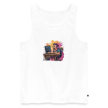 Gaming Rage Explosion – Gamer in Rage Mode - Men's Premium Organic Tank Top - white - Front - AI Model Male 178 light (178cm)