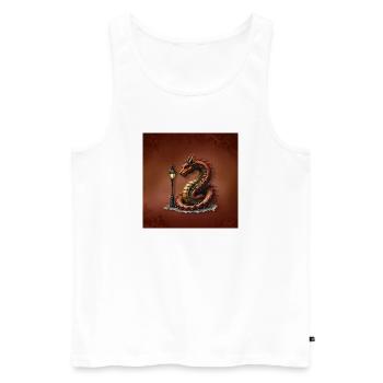 Steampunk dragon with lamppost - Men's Premium Organic Tank Top - white - Front - AI Model Male 178 light (178cm)