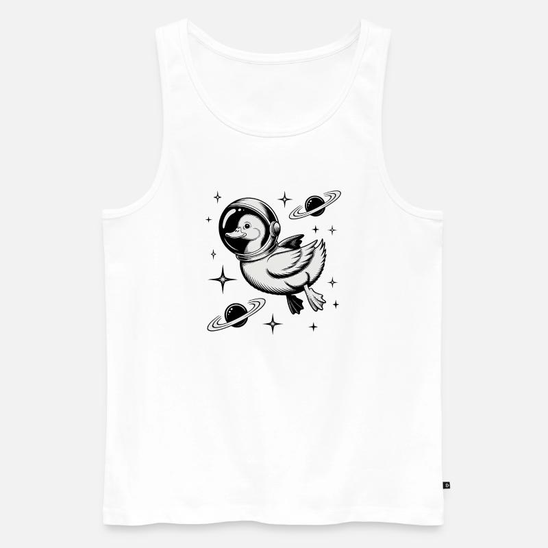 Goose in Space - Cool Astonomy Logo - Männer Premium Bio Tank Top - Weiß