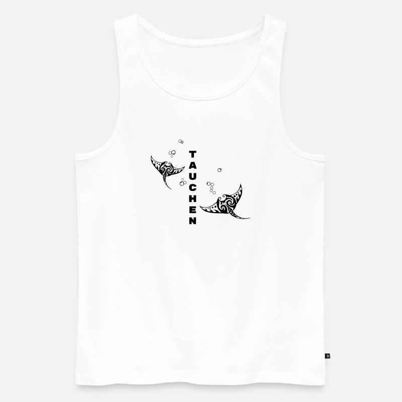 Tauchen – Tribal Manta Rochen Design - Männer Premium Bio Tank Top - Weiß