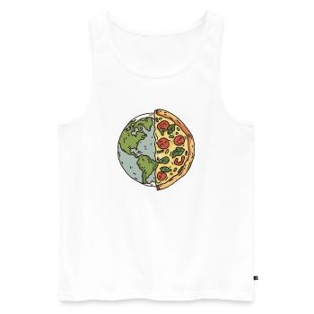 Earth Pizza Slice Design - Männer Premium Bio Tank Top - Weiß - Vorne - Michal (187cm)
