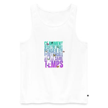 COOL SAYING FOR MULTILINGUALS, INTERNATIONAL - Men's Premium Organic Tank Top - white - Front - AI Model Male 178 light (178cm)