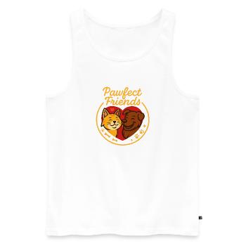 Hunde und Katze Freundschaft Motiv - Männer Premium Bio Tank Top - Weiß - Vorne - Michal (187cm)