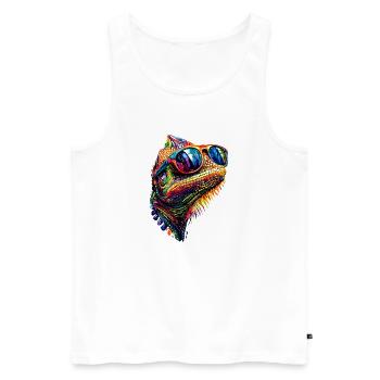 Chameleon Lizard Reptile Chameleon Iguana Lizard - Men's Premium Organic Tank Top - white - Front - AI Model Male 178 light (178cm)