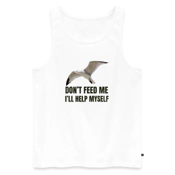 Möwe mit mutigem Statement - Männer Premium Bio Tank Top - Weiß - Vorne - Michal (187cm)