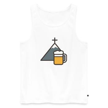 Bergkreuz Beer Summit - Men's Premium Organic Tank Top - white - Front - AI Model Male 178 light (178cm)