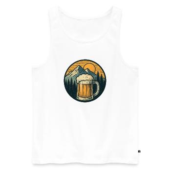 Bergwald Bierkrug Sonnenuntergang - Männer Premium Bio Tank Top - Weiß - Vorne - AI Model Male 178 light (178cm)