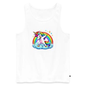 Licornes Dabbing Dab Licorne Licorne Femmes - Débardeur bio Premium Homme - blanc - Devant - AI Model Male 178 light (178cm)
