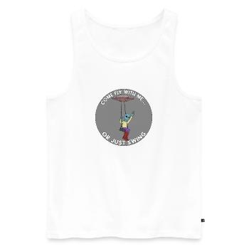 Venez voler avec moi ou balancez-vous simplement dans un OVNI extraterrestre - Débardeur bio Premium Homme - blanc - Devant - Michal (187cm)