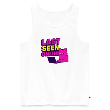 Last seen online: Meme design with annoyed cat - Men's Premium Organic Tank Top - white - Front - Michal (187cm)