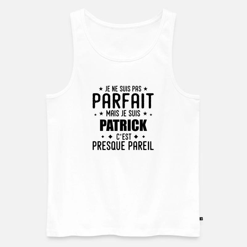 Patrick: authentisch, unvollkommen, oben, perfekt - Männer Premium Bio Tank Top - Weiß