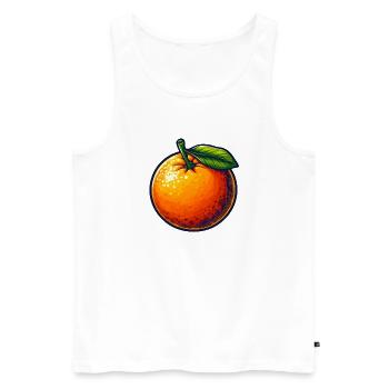 Mandarine mit Blatt - Männer Premium Bio Tank Top - Weiß - Vorne - Michal (187cm)