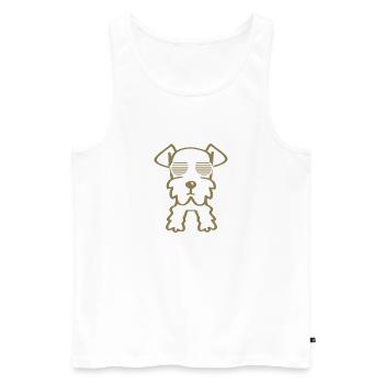 Schnauzer cool avec lunettes de soleil minimaliste - Débardeur bio Premium Homme - blanc - Devant - Michal (187cm)