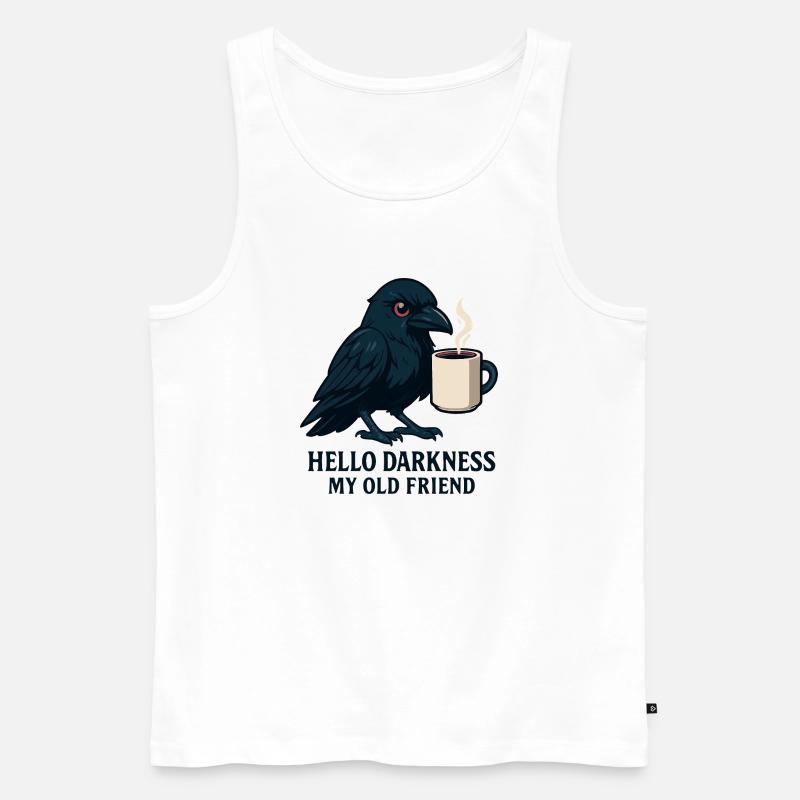 Schwarzer Humor Rabe mit Kaffeebecher - Männer Premium Bio Tank Top - Weiß