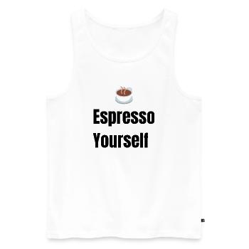 ☕ Coffee Lover T-Shirt – Lustige morgendliche Kaffeetasse - Männer Premium Bio Tank Top - Weiß - Vorne - AI Model Male 178 light (178cm)