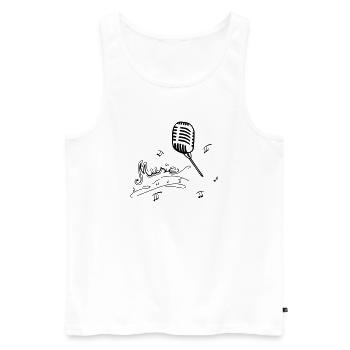 Retro Mikrofon mit Musiknoten - Männer Premium Bio Tank Top - Weiß - Vorne - AI Model Male 178 light (178cm)