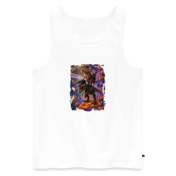 Imaginative animal motif on pizza background - Men's Premium Organic Tank Top - white - Front - AI Model Male 178 light (178cm)