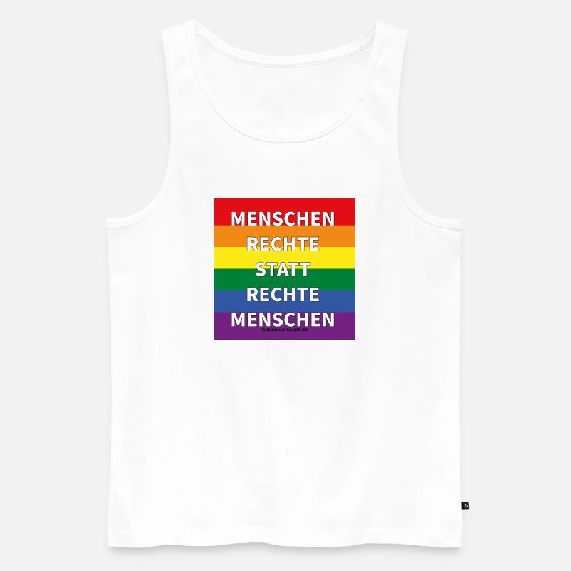 Menschenrechte statt rechte Menschen - Männer Premium Bio Tank Top - Weiß
