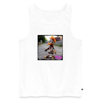 Poupée oiseau skateur streetart avec design artistique - Débardeur bio Premium Homme - blanc - Devant - Michal (187cm)