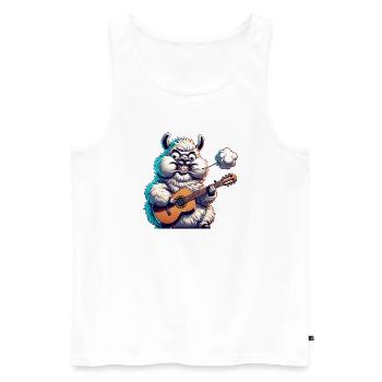 Funny Llama Monster Guitar Music Rock - Men's Premium Organic Tank Top - white - Front - Michal (187cm)