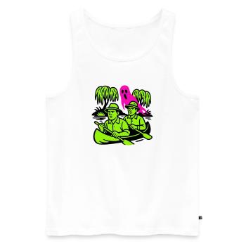 Spuk im Urwald - Männer Premium Bio Tank Top - Weiß - Vorne - AI Model Male 178 light (178cm)