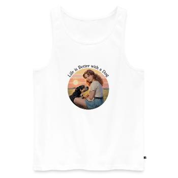 Dog Love Sunset La vie est meilleure avec un - Débardeur bio Premium Homme - blanc - Devant - Michal (187cm)