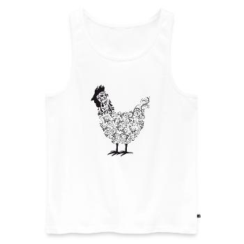 Künstlerischer Chakra-Hahn mit floralen Mustern - Männer Premium Bio Tank Top - Weiß - Vorne - Michal (187cm)