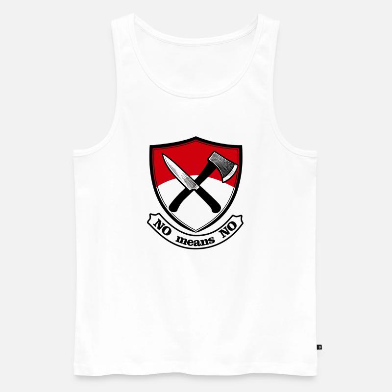 Schild mit Axt und Messer - Männer Premium Bio Tank Top - Weiß