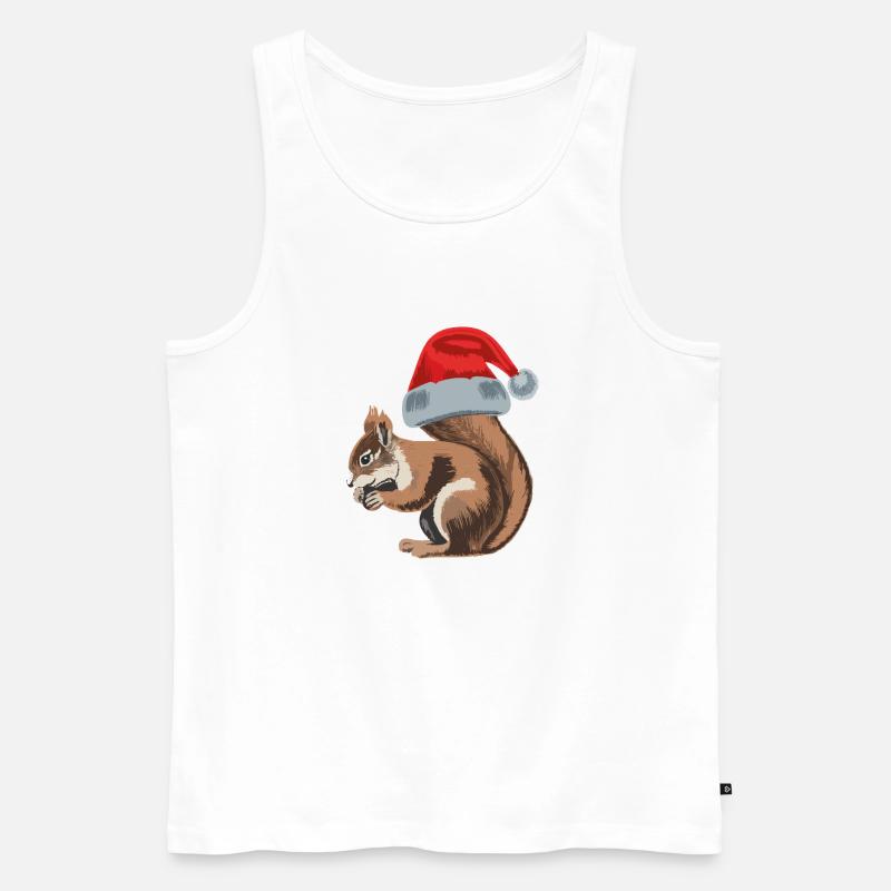 Cute squirrel with Santa hat - Männer Premium Bio Tank Top - Weiß