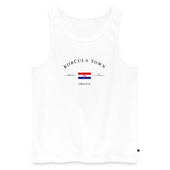 Korčula (Croatie) – Souvenir et cadeau de Noël - Débardeur bio Premium Homme - blanc - Devant - Michal (187cm)
