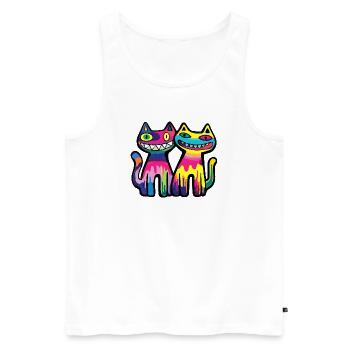 Katzen Paar Bunt - Männer Premium Bio Tank Top - Weiß - Vorne - Michal (187cm)