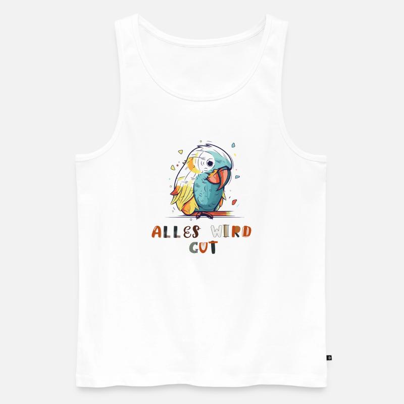 Bunter Papagei, alles wird gut - Männer Premium Bio Tank Top - Weiß