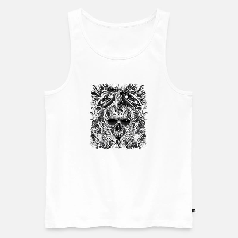 Dunkler Stammesschädel mit mystischen Elementen - Männer Premium Bio Tank Top - Weiß