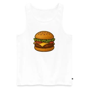 Expressive burger design with green accents - Men's Premium Organic Tank Top - white - Front - AI Model Male 178 light (178cm)