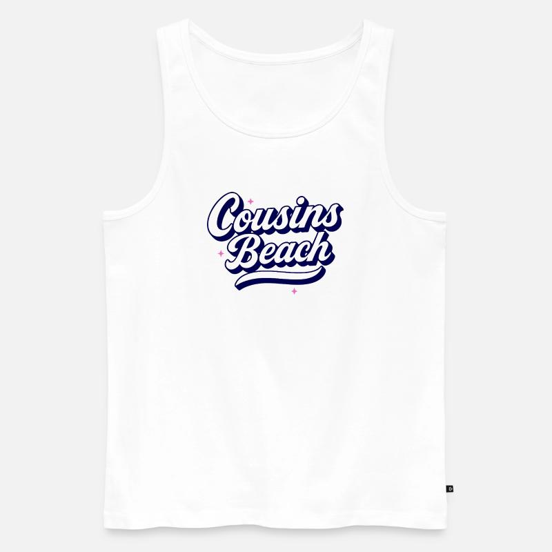 Cousins Beach – Retro Script Design - Männer Premium Bio Tank Top - Weiß