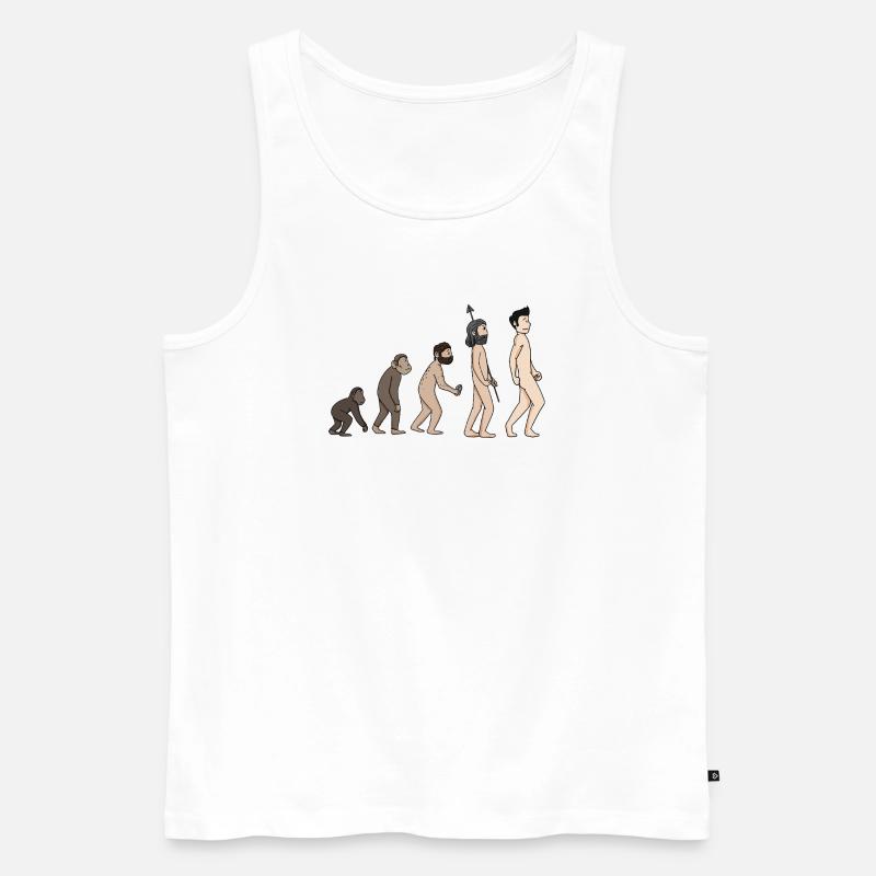Menschheits Entwicklung - Evolution Illustration - Männer Premium Bio Tank Top - Weiß